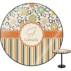 Swirls, Floral & Stripes Round Table (Personalized)