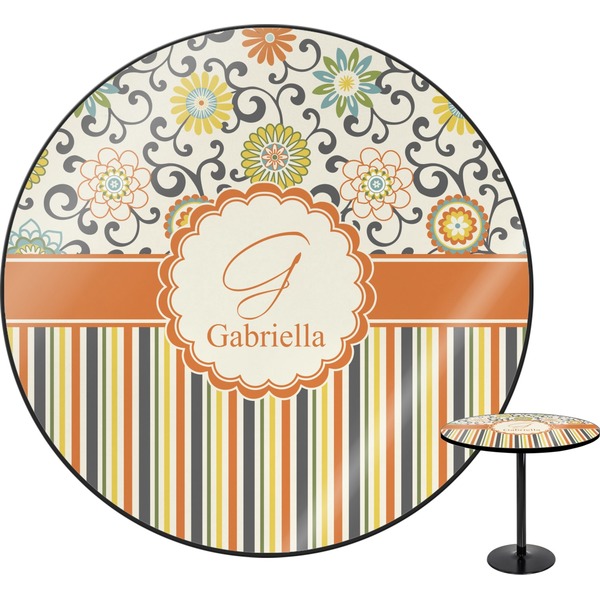 Custom Swirls, Floral & Stripes Round Table (Personalized)