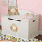 Swirls, Floral & Stripes Round Wall Decal on Toy Chest