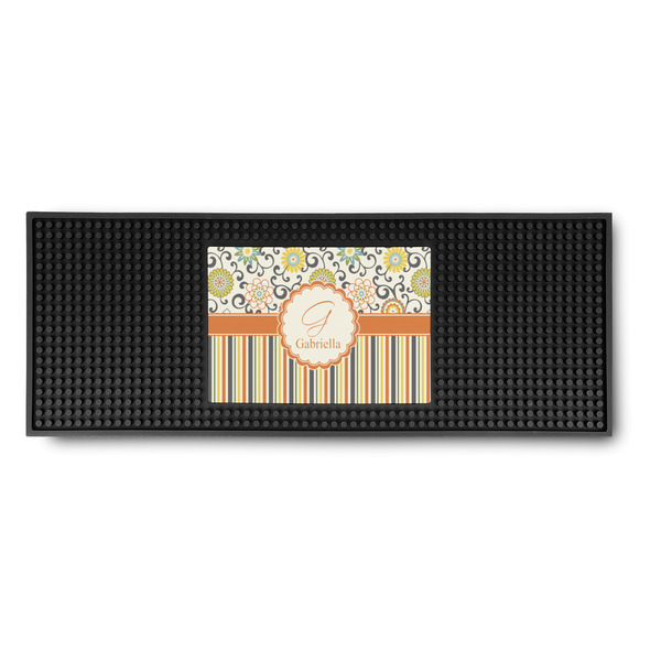 Custom Swirls, Floral & Stripes Rubber Bar Mat (Personalized)