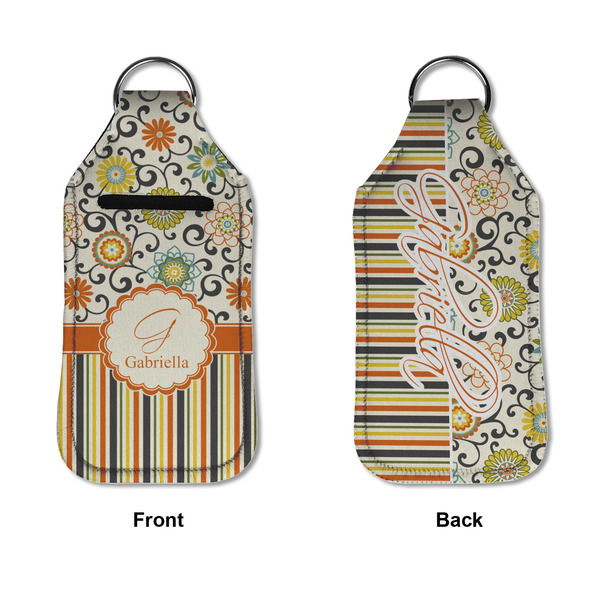 Swirls, Floral & Stripes Sanitizer Holder Keychain - Large APPROVAL (Flat)