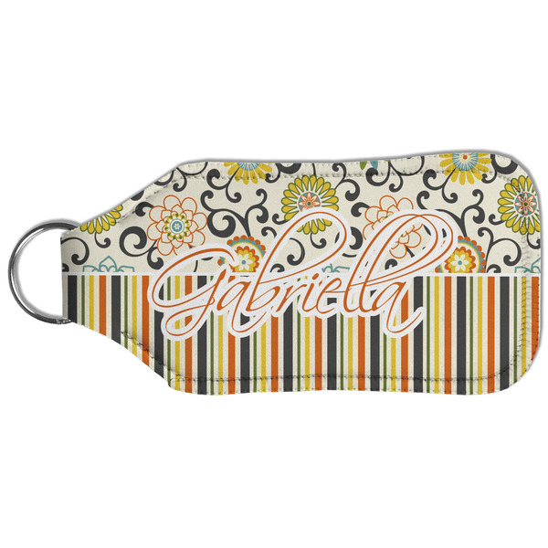 Swirls, Floral & Stripes Sanitizer Holder Keychain - Large (Back)