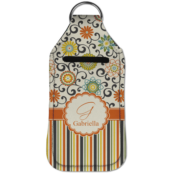Swirls, Floral & Stripes Sanitizer Holder Keychain - Large (Front)