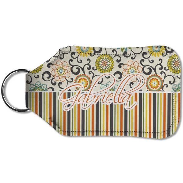 Swirls, Floral & Stripes Sanitizer Holder Keychain - Small (Back)