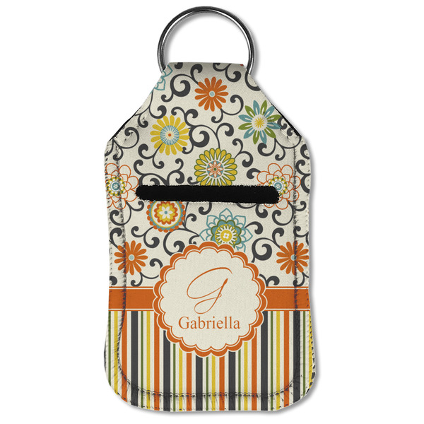 Swirls, Floral & Stripes Sanitizer Holder Keychain - Small (Front Flat)