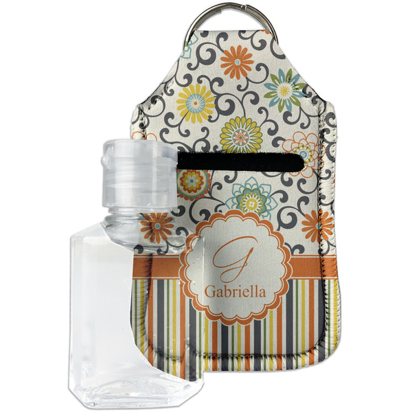 Custom Swirls, Floral & Stripes Hand Sanitizer & Keychain Holder (Personalized)