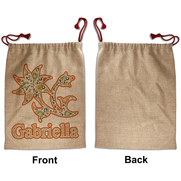 Swirls, Floral & Stripes Santa Bag - Approval - Front