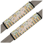 Swirls, Floral & Stripes Seat Belt Covers (Set of 2) (Personalized)