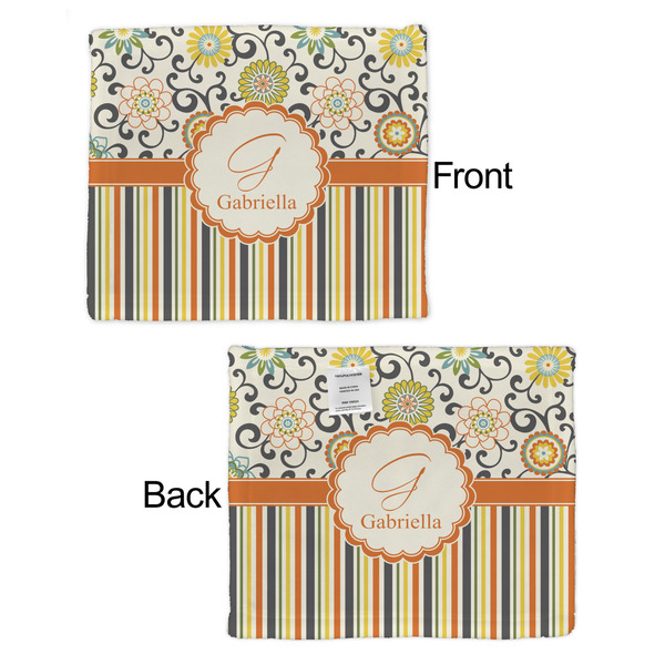 Swirls, Floral & Stripes Security Blanket - Front & Back View