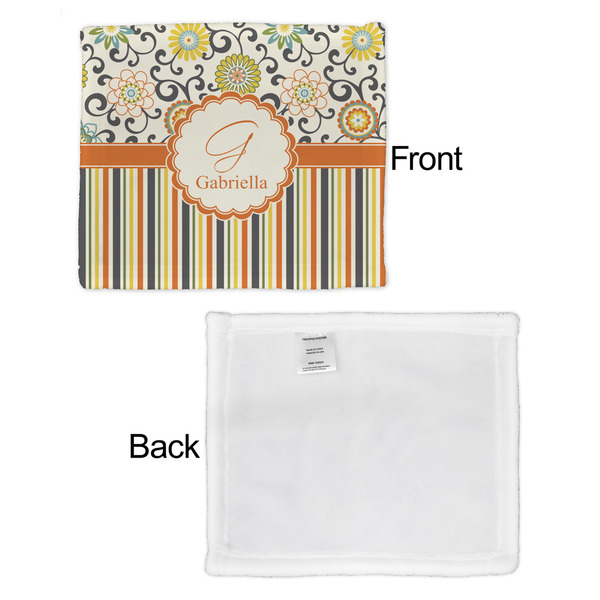 Swirls, Floral & Stripes Security Blanket - Front & White Back View
