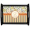 Swirls, Floral & Stripes Black Wooden Tray - Large (Personalized)