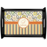 Swirls, Floral & Stripes Wooden Tray (Personalized)