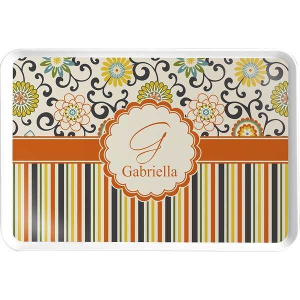 Custom Swirls, Floral & Stripes Serving Tray (Personalized)