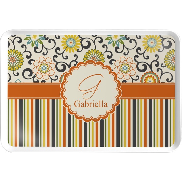 Custom Swirls, Floral & Stripes Serving Tray (Personalized)
