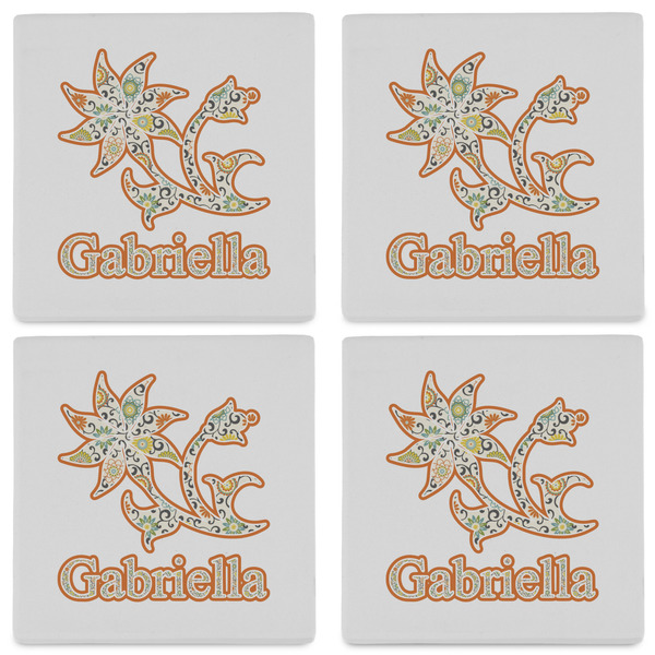 Swirls, Floral & Stripes Set of 4 Sandstone Coasters - See All 4 View