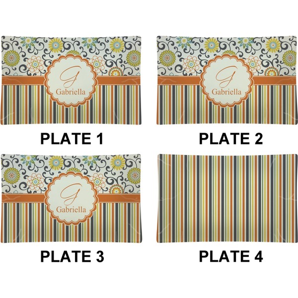 Swirls, Floral & Stripes Set of Rectangular Dinner Plates (Approval)