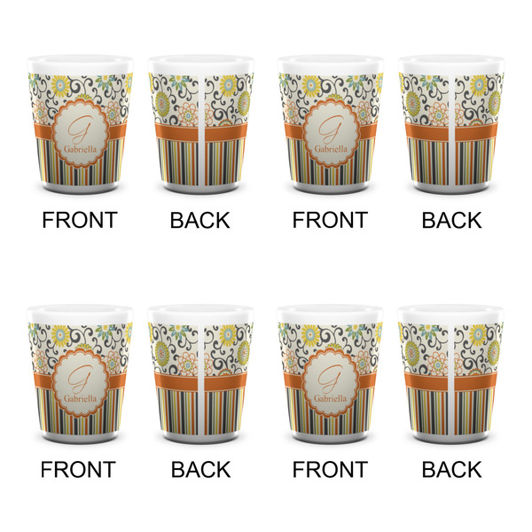 Swirls, Floral & Stripes Shot Glass - White - Set of 4 - APPROVAL