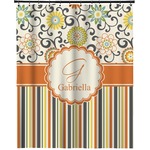 Swirls, Floral & Stripes Extra Long Shower Curtain - 70"x84" (Personalized)