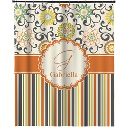 Swirls, Floral & Stripes Extra Long Shower Curtain - 70"x84" (Personalized)