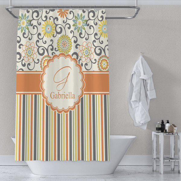 Swirls, Floral & Stripes Shower Curtain Lifestyle
