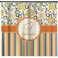 Swirls, Floral & Stripes Shower Curtain - Custom Size (Personalized)