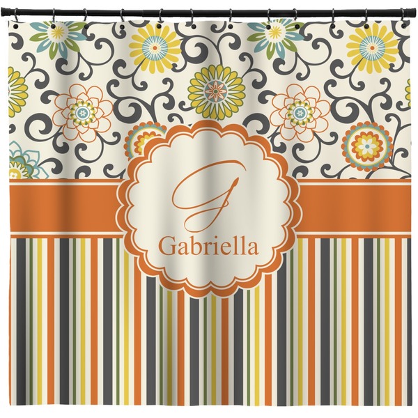 Custom Swirls, Floral & Stripes Shower Curtain - Custom Size (Personalized)