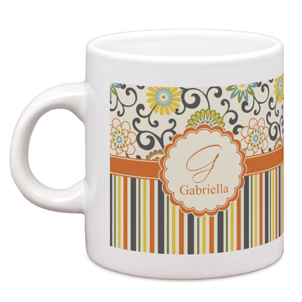 Custom Swirls, Floral & Stripes Espresso Cup (Personalized)