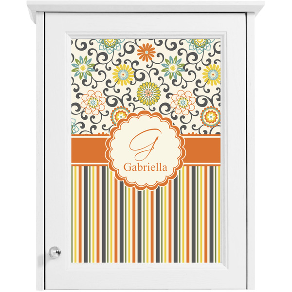 Swirls, Floral & Stripes Single White Cabinet Decal