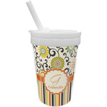 Swirls, Floral & Stripes Sippy Cup with Straw (Personalized)