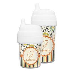 Swirls, Floral & Stripes Sippy Cup (Personalized)