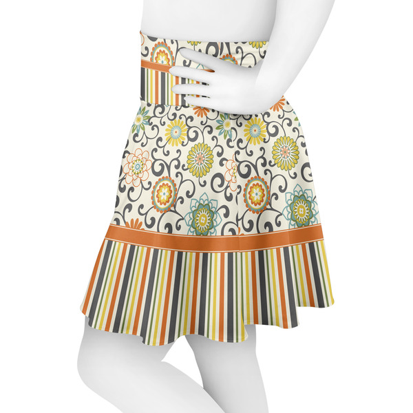 Swirls, Floral & Stripes Skater Skirt - Side
