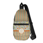 Swirls, Floral & Stripes Sling Bag (Personalized)