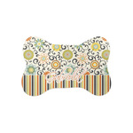 Swirls, Floral & Stripes Bone Shaped Dog Food Mat (Small) (Personalized)