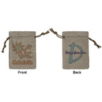 Swirls, Floral & Stripes Small Burlap Gift Bag - Front & Back (Personalized)