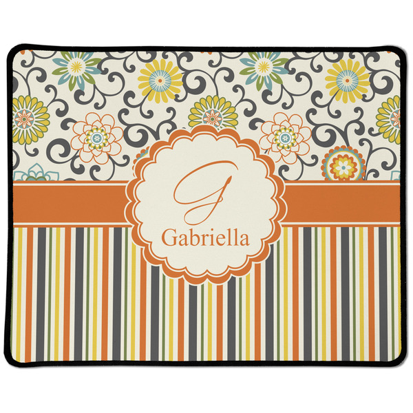 Custom Swirls, Floral & Stripes Large Gaming Mouse Pad - 12.5" x 10" (Personalized)