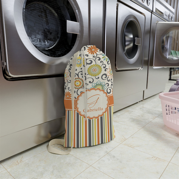 Swirls, Floral & Stripes Small Landry Bag - In Context