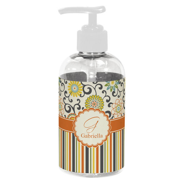Custom Swirls, Floral & Stripes Plastic Soap / Lotion Dispenser (8 oz - Small - White) (Personalized)