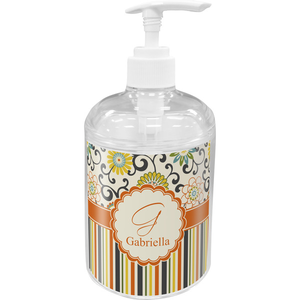 Custom Swirls, Floral & Stripes Acrylic Soap & Lotion Bottle (Personalized)