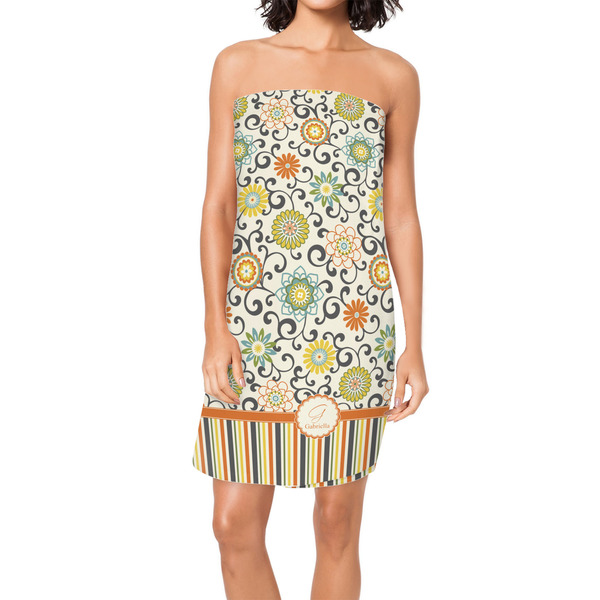 Custom Swirls, Floral & Stripes Spa / Bath Wrap w/ Name and Initial