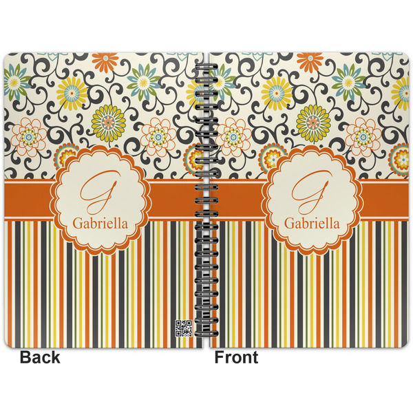 Swirls, Floral & Stripes Spiral Journal 7 x 10 - Apvl