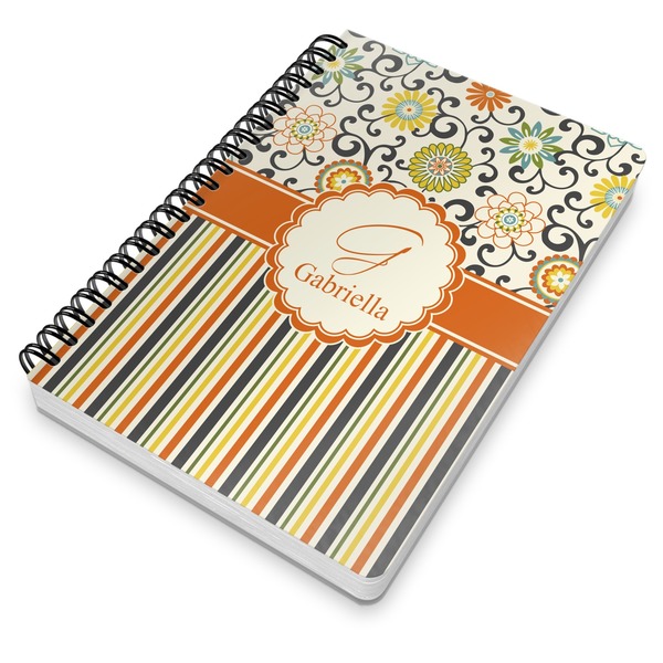 Swirls, Floral & Stripes Spiral Journal 7 x 10 - Main