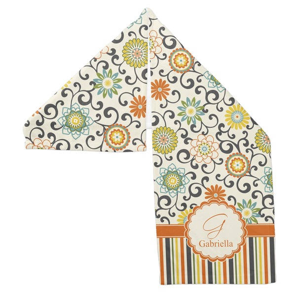 Swirls, Floral & Stripes Sports Towel Folded - Both Sides Showing