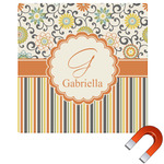 Swirls, Floral & Stripes Square Car Magnet - 10" (Personalized)