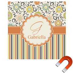 Swirls, Floral & Stripes Square Car Magnet - 10" (Personalized)