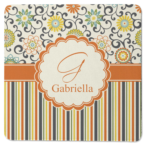 Custom Swirls, Floral & Stripes Square Rubber Backed Coaster (Personalized)