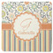 Swirls, Floral & Stripes Square Rubber Backed Coaster (Personalized)
