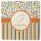 Swirls, Floral & Stripes Square Rubber Backed Coaster (Personalized)