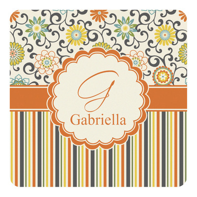 Swirls, Floral & Stripes Square Decal (Personalized)