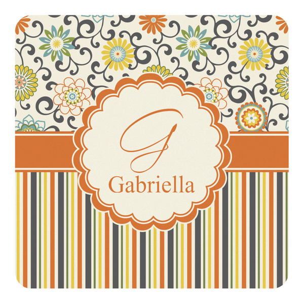 Custom Swirls, Floral & Stripes Square Decal - Large (Personalized)
