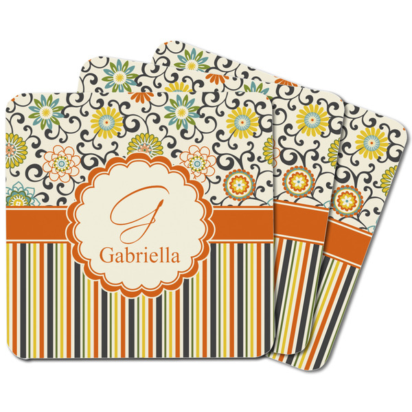 Swirls, Floral & Stripes Square Fridge Magnet - MAIN